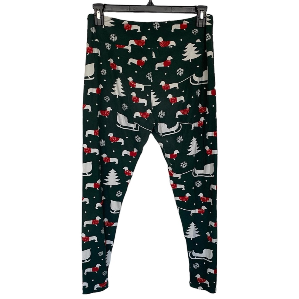 LuLaRoe Leggings | Tall and Curvy (TC) | Dark Green with Dachshunds